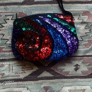 Colorful Sequin Clutch mini beaded Bag vintage purse beaded